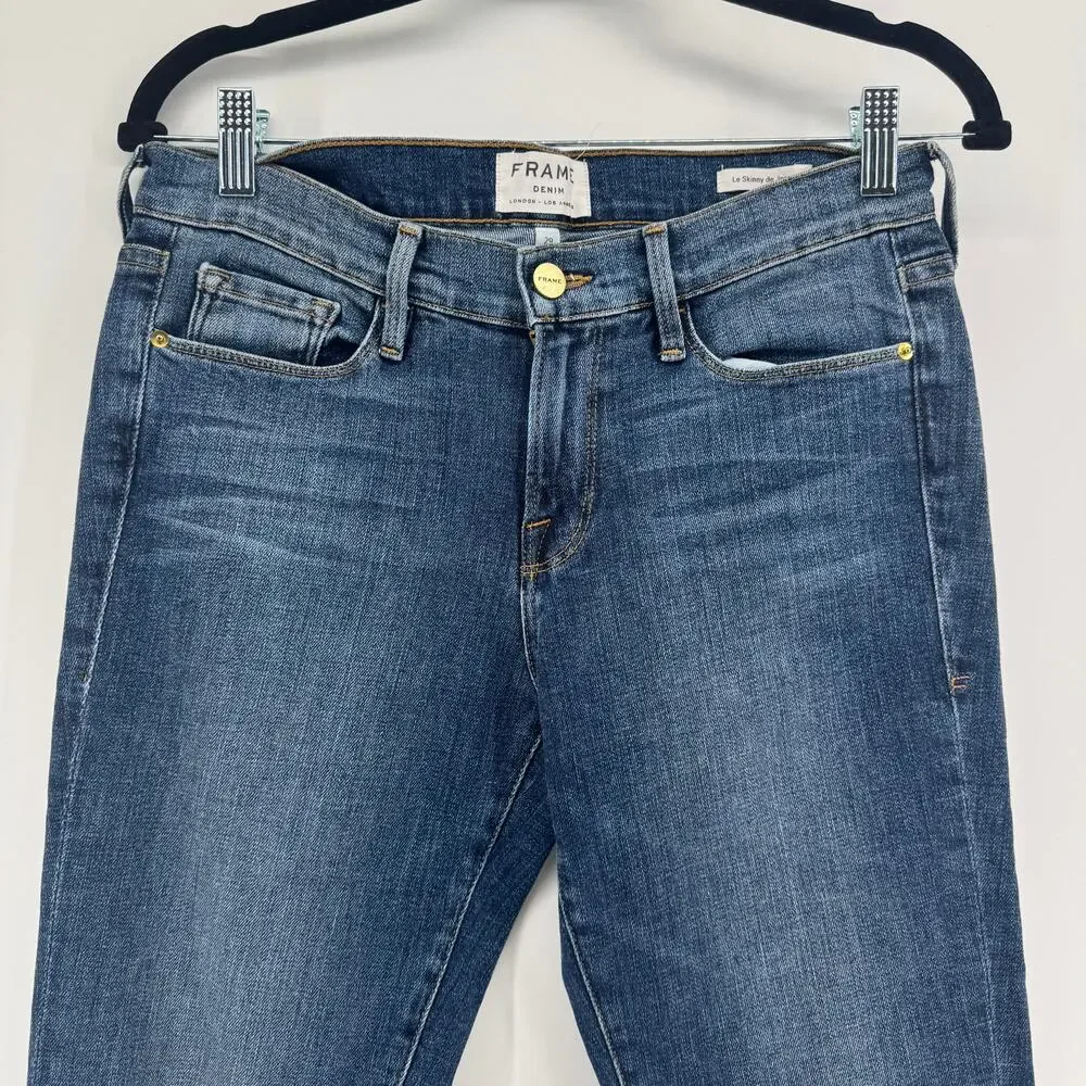 FRAME Denim le Skinny de Jeanne Skinny Jeans - Size 29 Classic Medium Wash - Picture 3 of 7